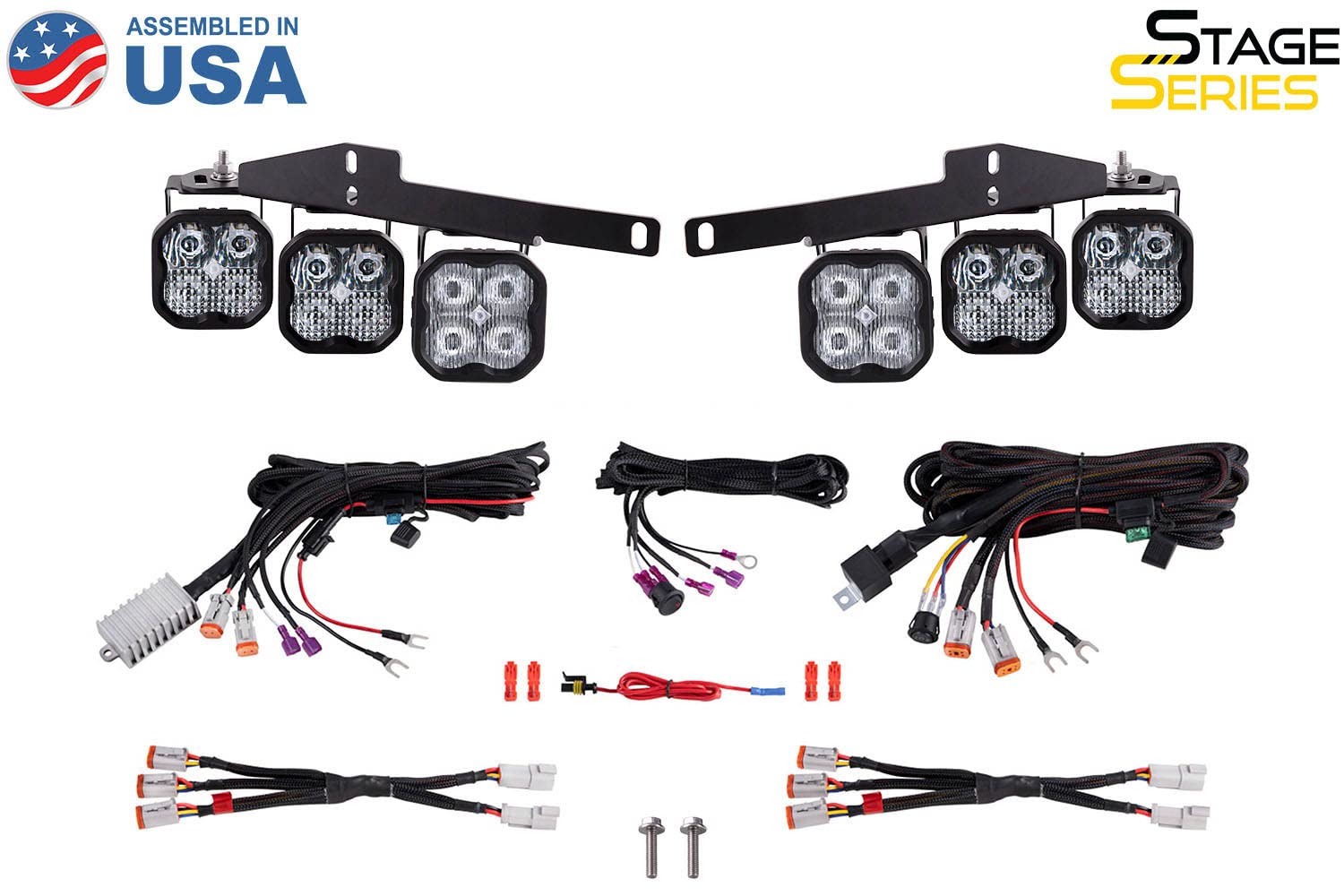 Diode Dynamics Fog Light Kit SS3 LED compatible with Ford Raptor 2017-2020 with Backlight, Max Yellow