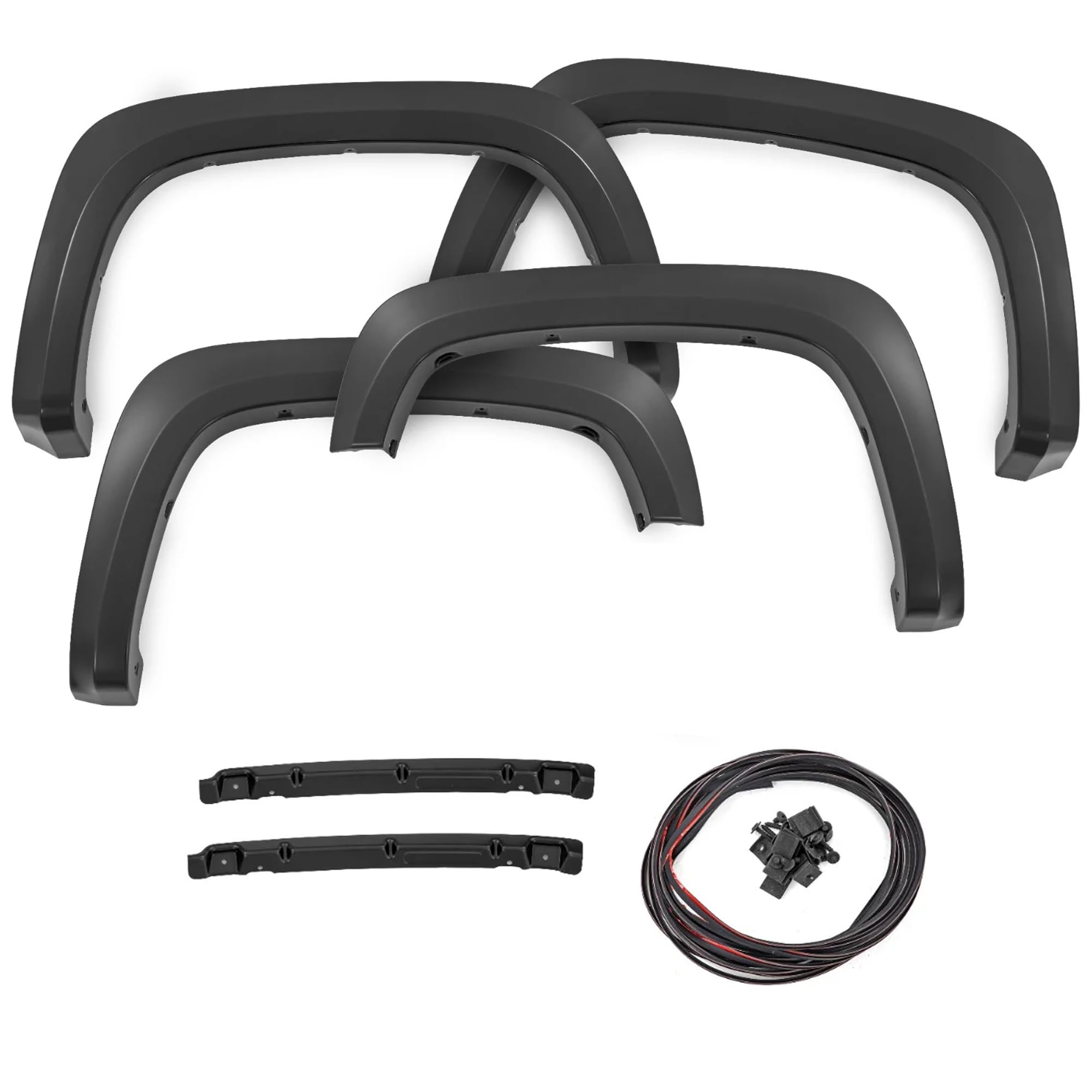 Rough Country Fender Flares Sport for Chevy Silverado 2500 HD/3500 HD (2020-2025) - Durable Tri-Blend ABS Flares, 1" Coverage, No-Drill Install, UV-Protected Flat Black Finish