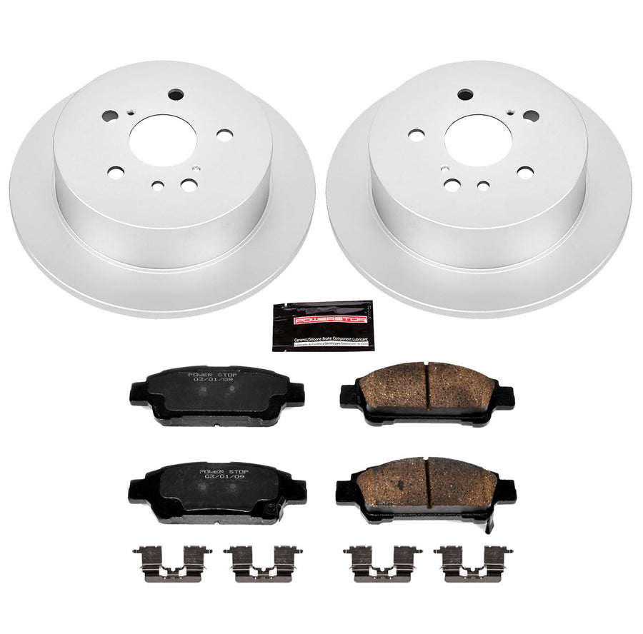 Power Stop Coated Brake Rotor CRK5498 & Ceramic Brake Pads- rear For Toyota Sienna 2004-2010 [Model Specific]
