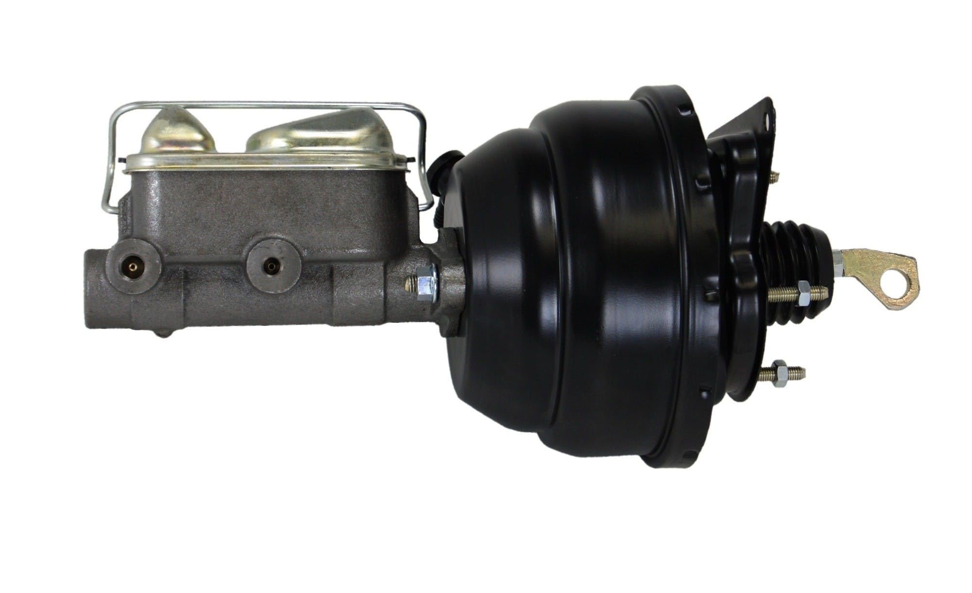8 Inch LEED BRAKES Dual Diaphragm Power Brake Booster, 1 Inch Bore Master Cylinder With Brake Line Kit And Adjustable Valve (Black)