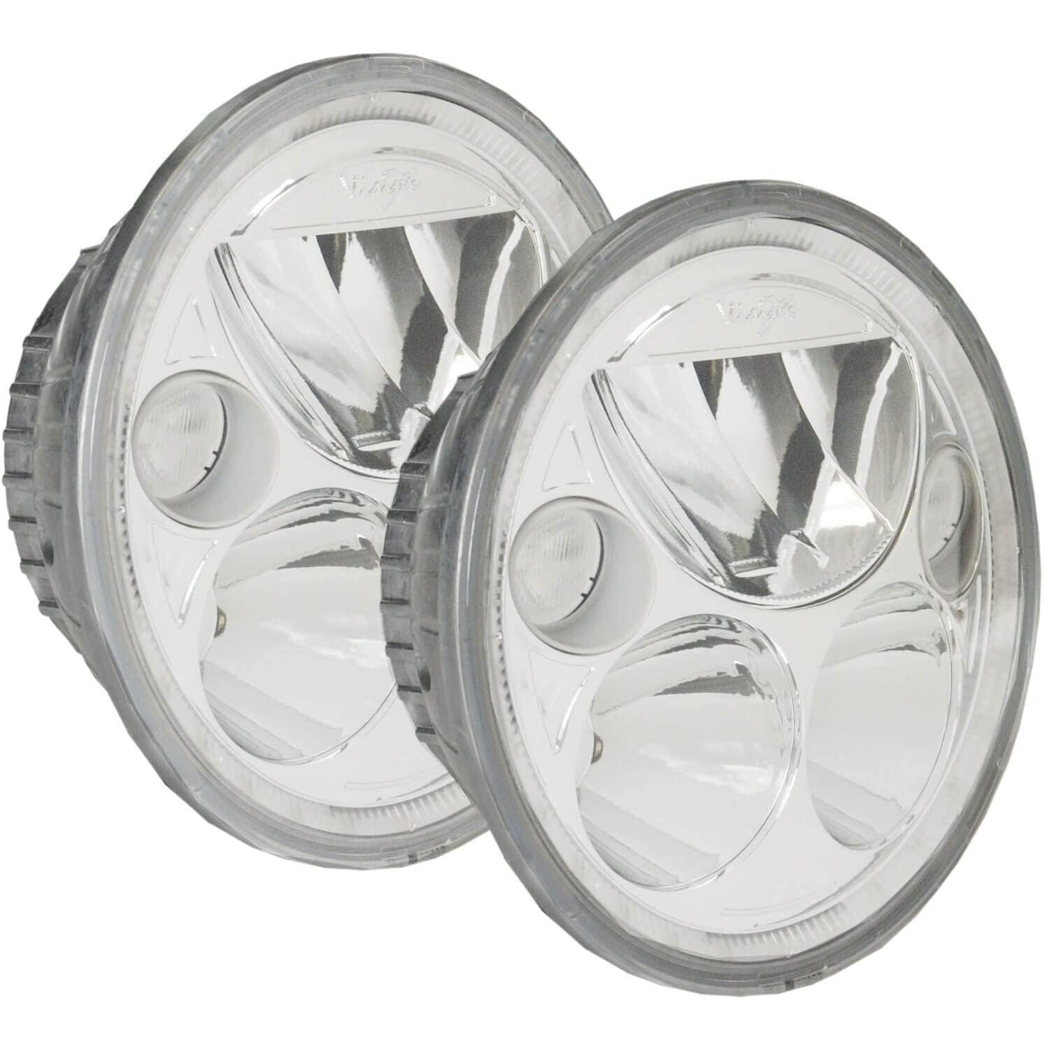 5.75" Round Vision X Lighting (XIL-575RDKIT) VX LED Headlight w/Low-High-Halo, 2 Light Kit, Polished Chrome Face