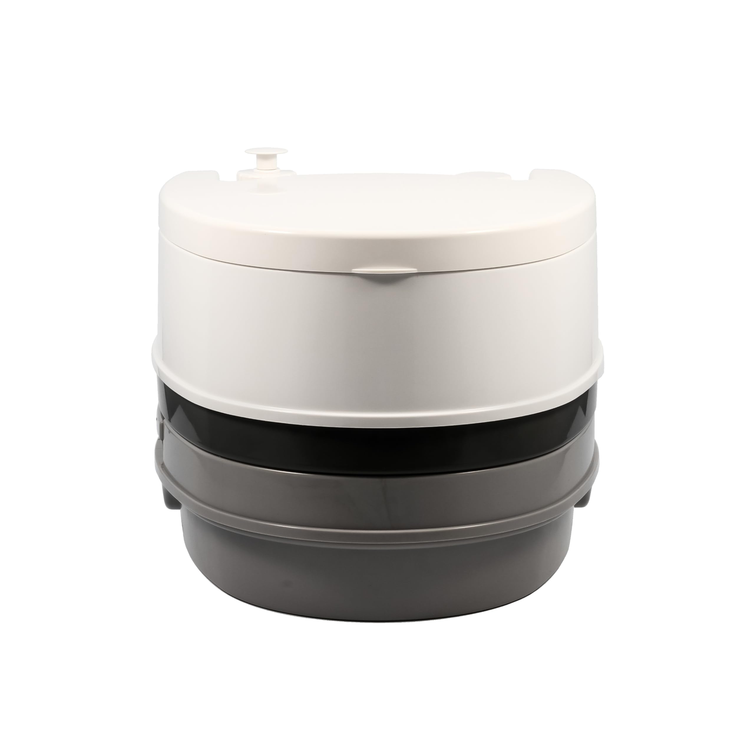Camco Premium RV Travel Toilet - Features a 5.3-Gallon Detachable Holding Tank, Pump Flush Design & Spring-Loaded Latch (41535)