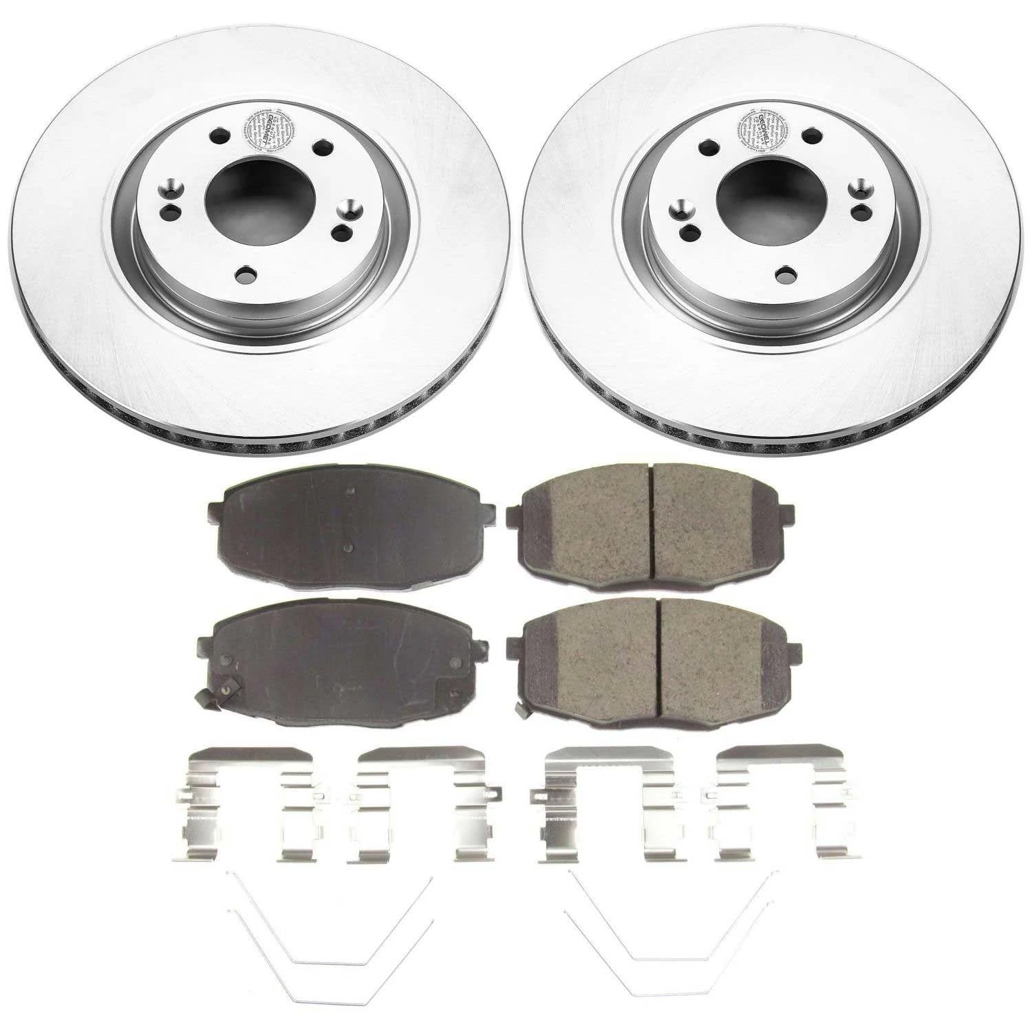 Power Stop Z17 CRK8271 Front Coated Rotor Brake Kit-Coated Rotors and Ceramic Brake Pads For Hyundai Nexo 2019-2022 [Model Specific]