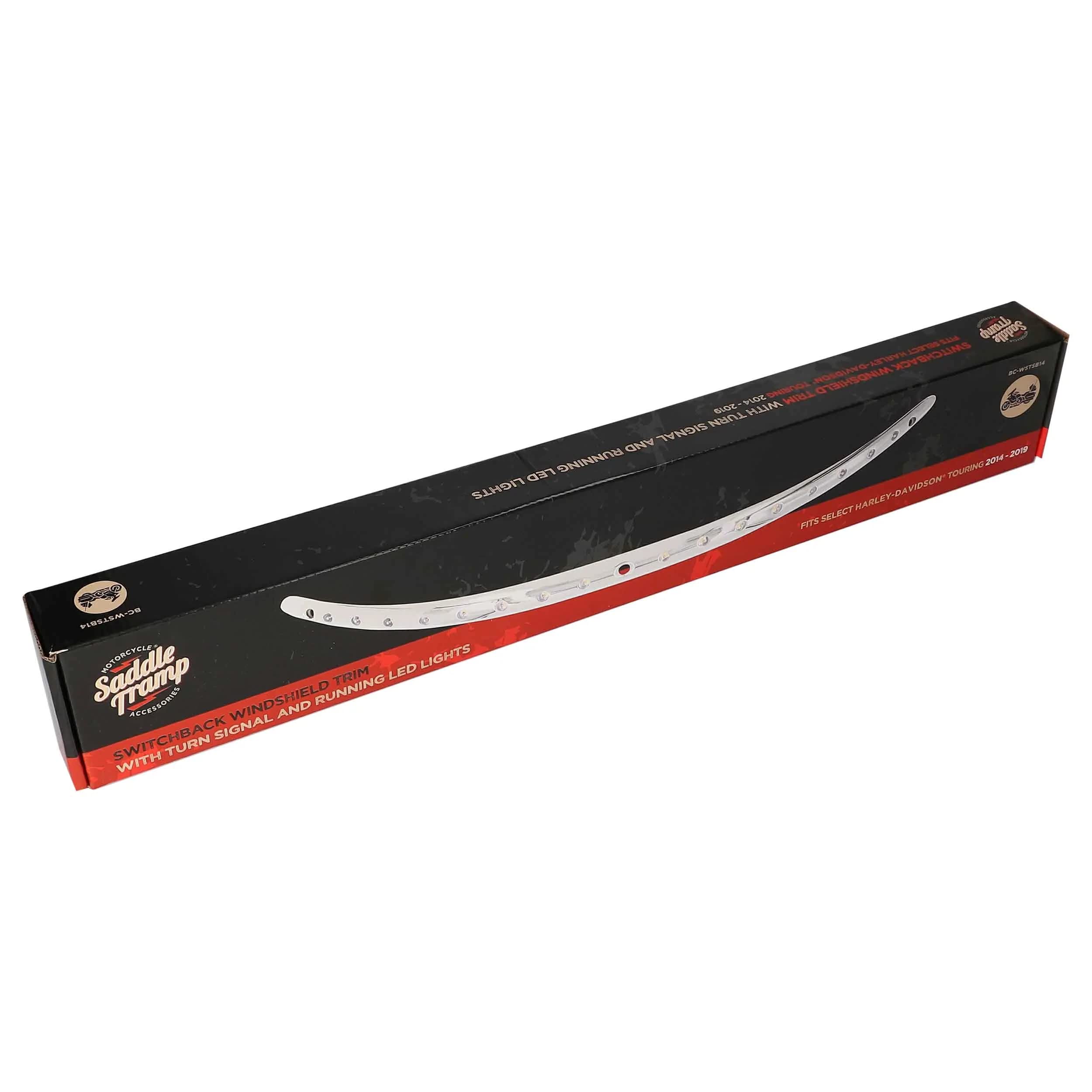 Windshield Trim Saddle Tramp - with Integrated sequential Amber Turn Signals, LED Turn Signals (BC-WSTSB14)