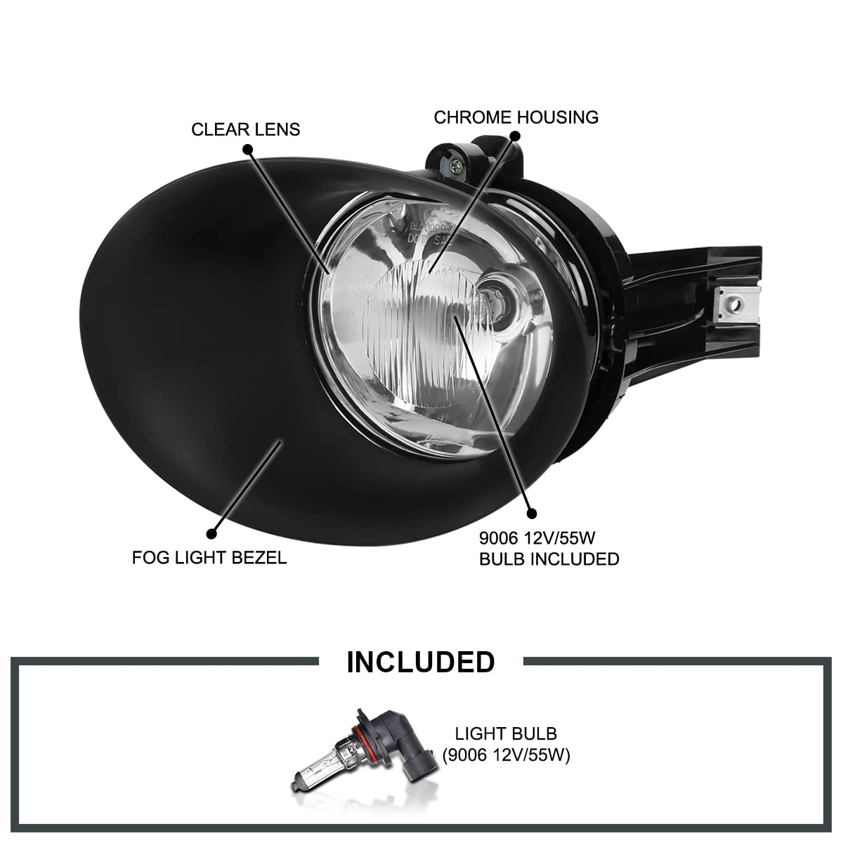 Clear Spec-D Tuning Front Bumper Driving Lamps Fog Lights Compatible with Dodge Ram 1500 2500 3500 2002-2008 L+R Pair Assembly