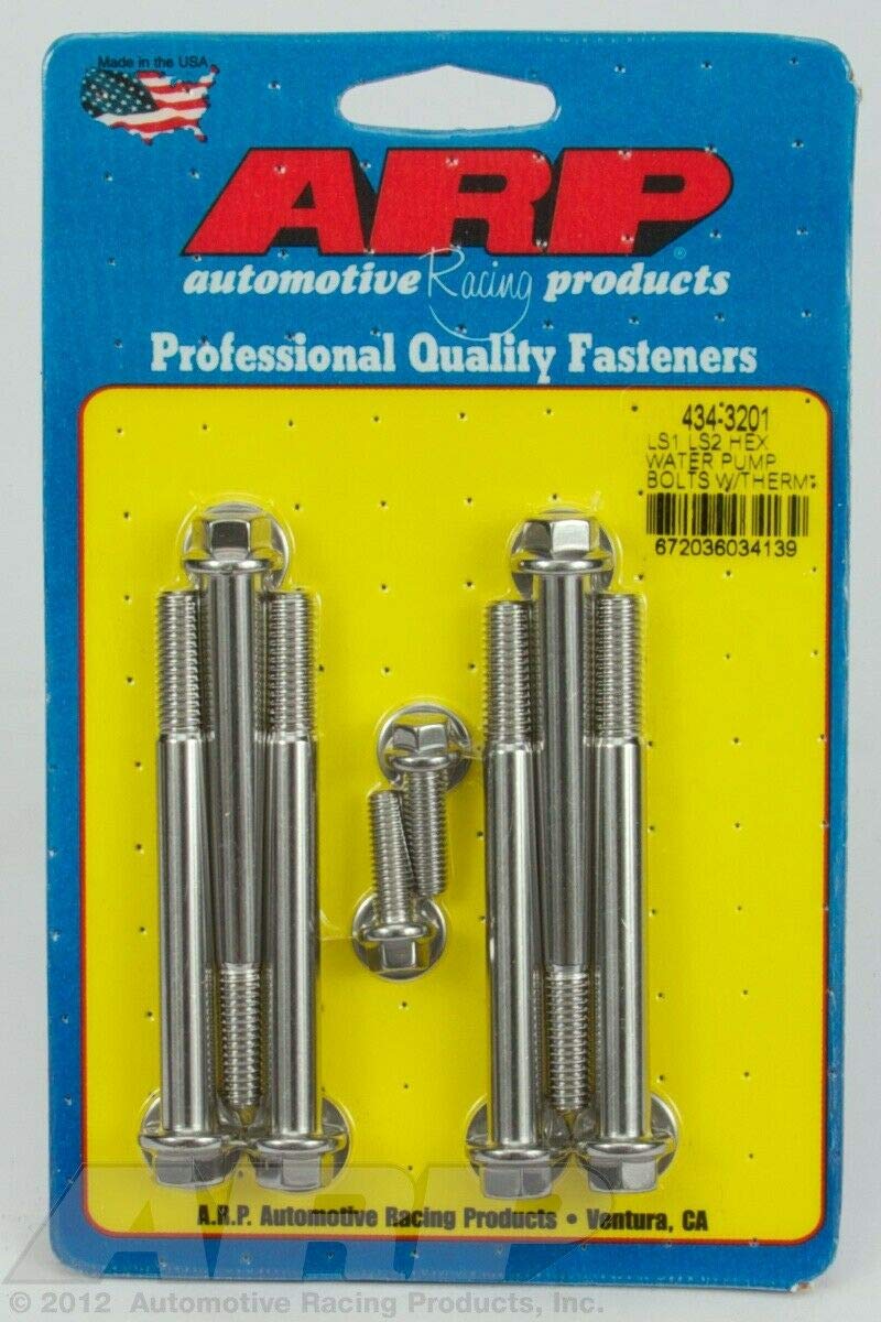 ARP 6-Point Stainless Steel Water Pump and Thermostat Housing Bolt Kit 434-3201 for Chevy LS1/LS2