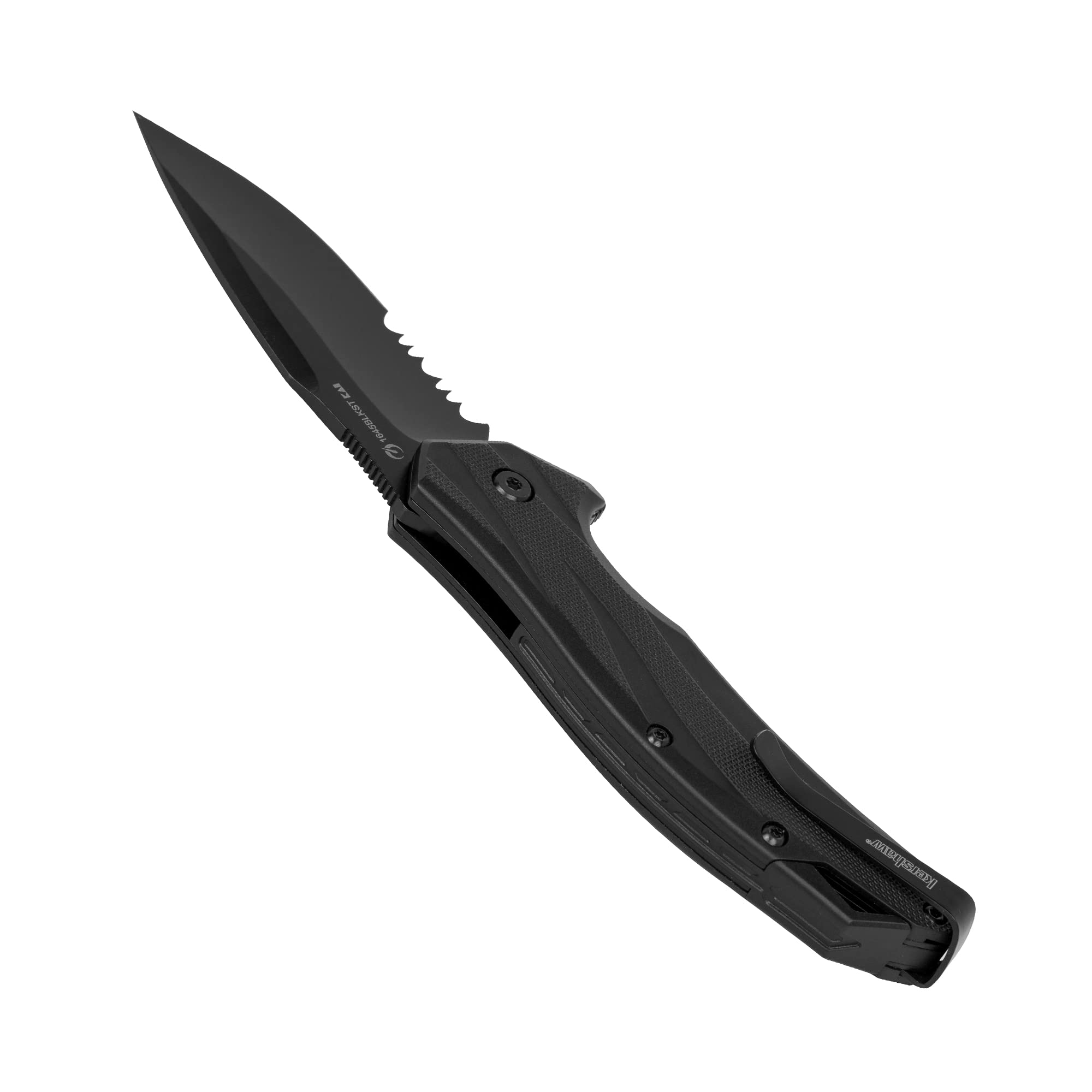 Kershaw Pocket Knife Lateral, Black, 3.1 Inch Stainless Steel Drop Point Partially Serrated Blade, EDC with Assisted Opening, Reversible Pocketclip, Everyday Carry Pocket Knife for Men and Women