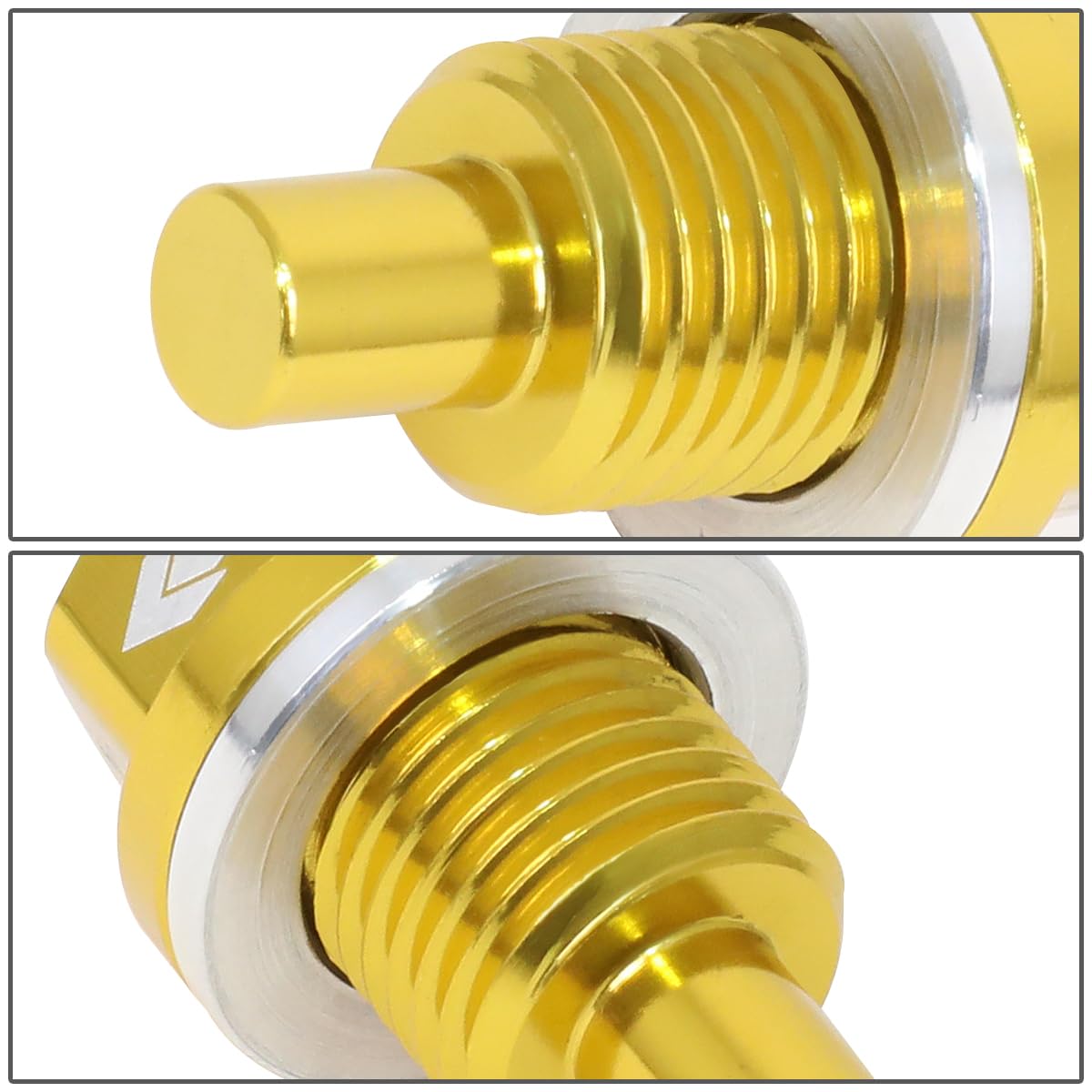 Magnetic Oil Drain Plug NRG Innovations, M14 X 1.5 Thread Size Engine Oil Drain Nut w/Washer, Gold, T-6061 Aluminum w/Stainless Steel Internal Magnet, NRG-NOP-100GD