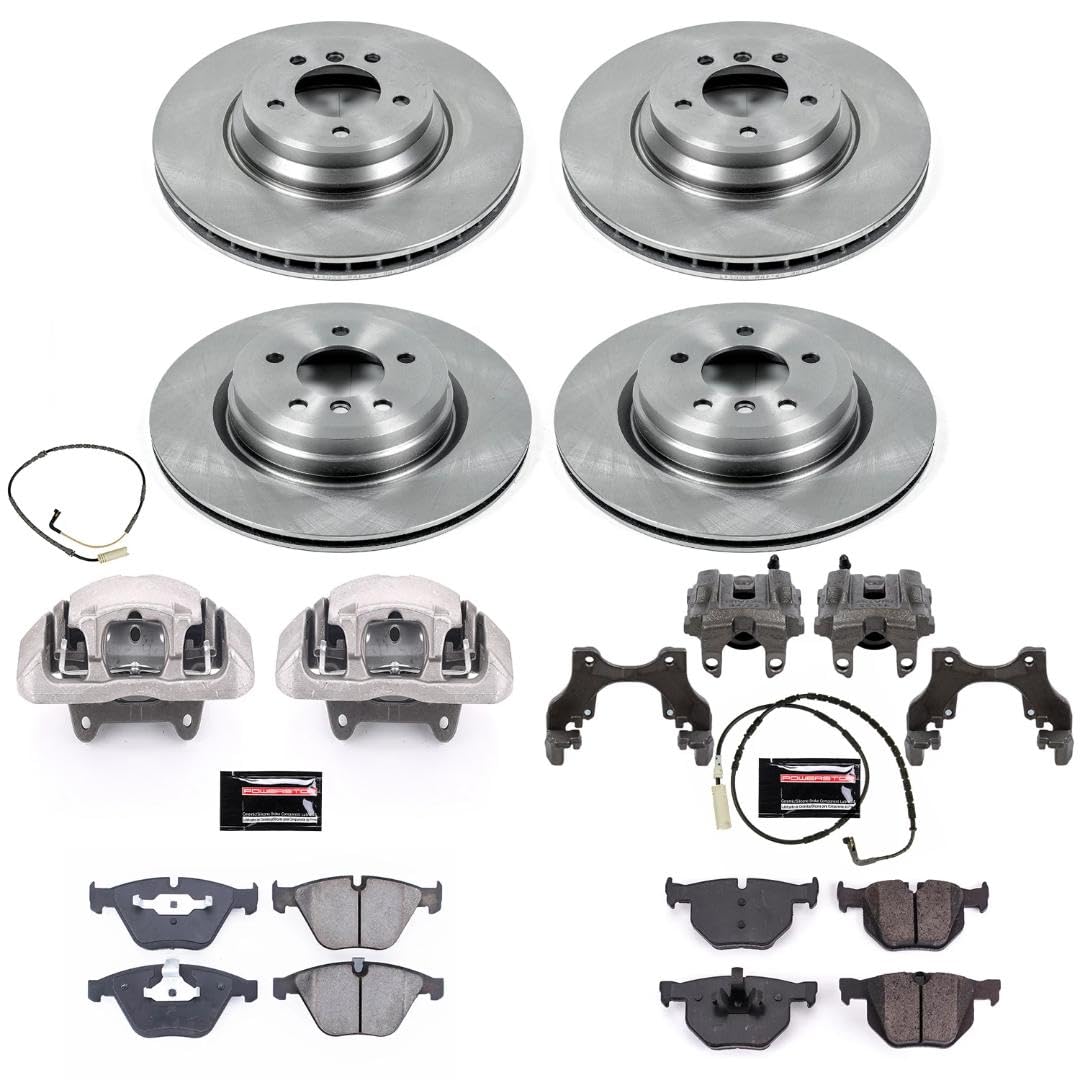 Power Stop KCOE2883 Replacement Autospeciality Front and Rear Caliper Kit- OE Rotors, Ceramic Brake Pads, Calipers For BMW 335i xDrive 2009-2010, BMW 335xi 2007-2008 [Model Specific]