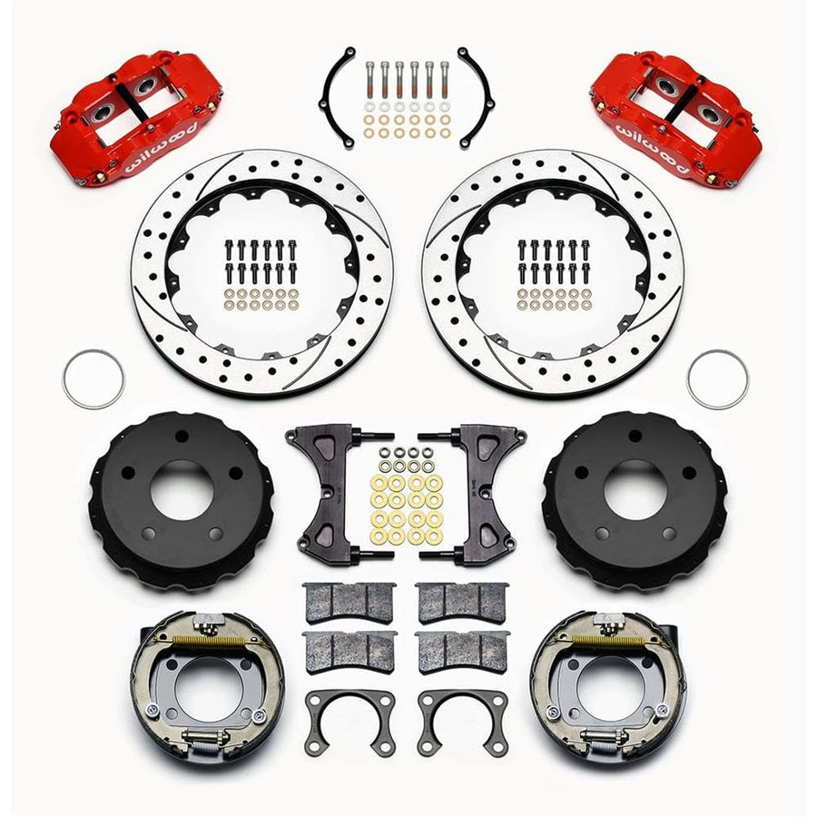 Rear P-Brk Kit, FNSL4R, 12.88", Drilled, Red