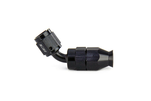 350-4508 HPS 350 Series Aluminum Hose End Fitting for Stainless Steel Reinforced PTFE Flex Hose, Fitting Size: AN-8, Angle: 45 degree, Black