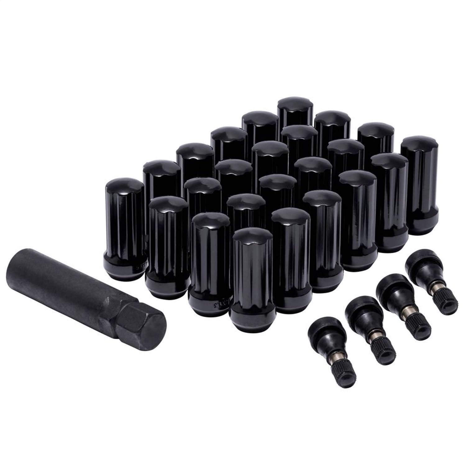 Lug Nut Kit Pro Comp Wheels 16194B 9/16 Spline 5 Lugs w/Valve Stems Black Lug Nut Kit