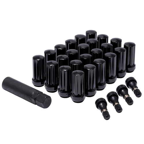 Lug Nut Kit Pro Comp Wheels 16194B 9/16 Spline 5 Lugs w/Valve Stems Black Lug Nut Kit