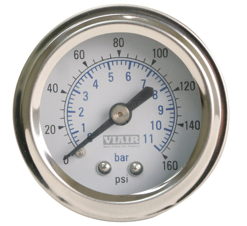 1.5" VIAIR White Face 160 PSI Single Needle Gauge, Blue