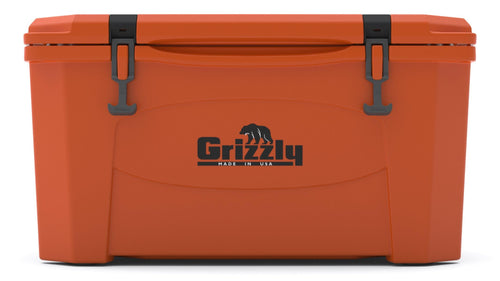 45 Cooler Grizzly | 45 qt Ice Chest Durable Rotomolded Insulated | Made in The USA | Warranty for Life | for Beach Boat Camping Fishing Hunting | G45 | Orange