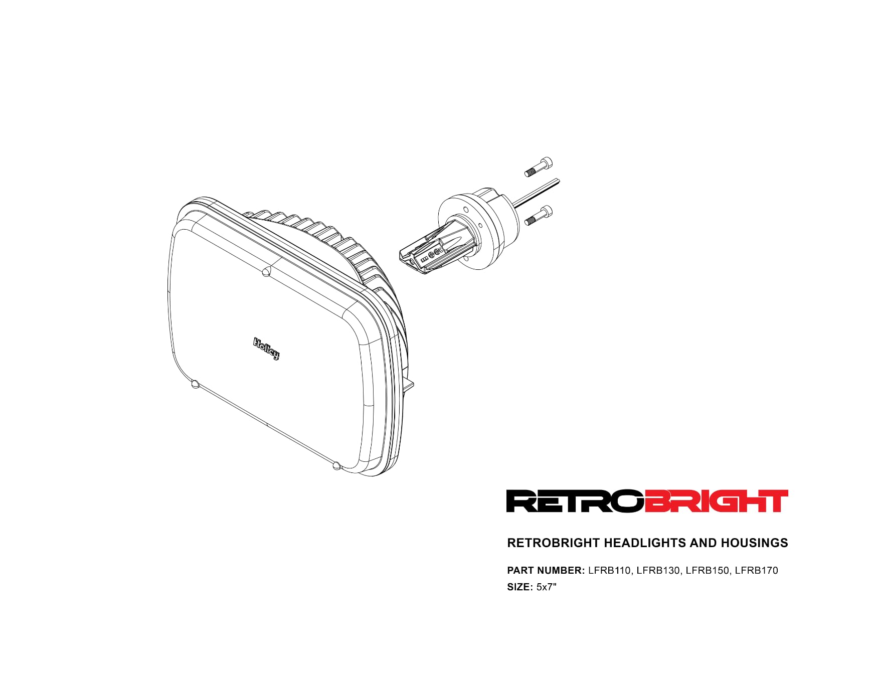 Yellow Lens Holley RetroBright LED Headlight (Utilizes 5700K Bulb)