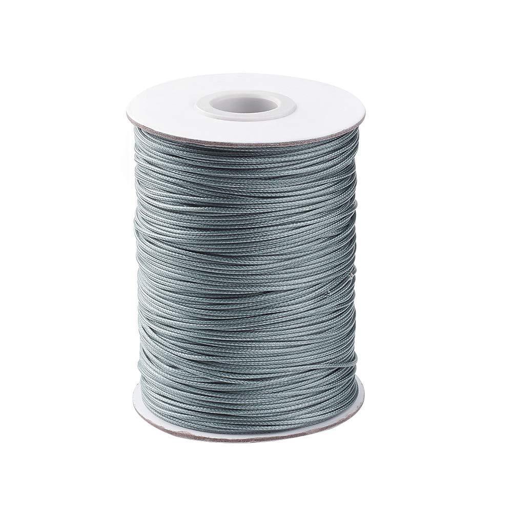 1 Roll JEWELEADER About 88 Yards Korean Waxed Polyester Cord 1mm Macrame Craft DIY Thread Rattail Beading String for Jewelry Making Chinese Knotting Kumihimo Shamballa Friendship - Gray