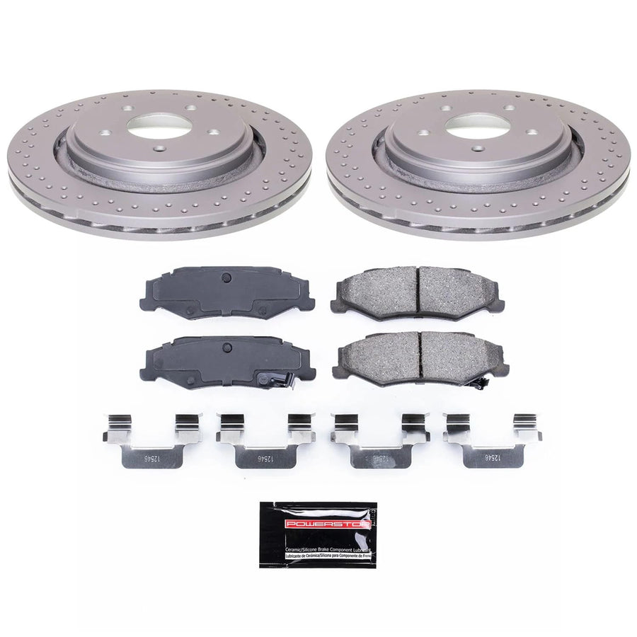 POWERSTOP Brake Kit For Cadillac XLR 2006-2009, Chevrolet Corvette 2005-2013 Rear Geomet Coated Brake Rotors and Brake Pads [Vehicle Specific]