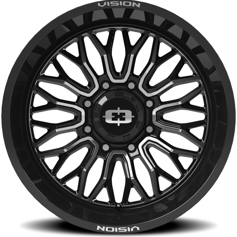 402 RIOT Vision Custom Wheel - 20x9, 12 Offset, 8x180 Bolt Pattern, 124.2mm Hub - Gloss Black with Machined Face Rim