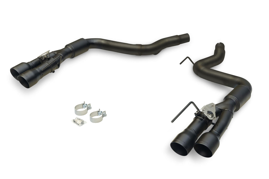 Outlaw Series Flowmaster 818159 Axle-Back Exhaust Kit 3 Inch 409 Stainless Steel with 4 Inch Black Quad Tips with Valves Compatible with 2024 Ford Mustang GT 5.0L Coyote and 2.3L EcoBoost