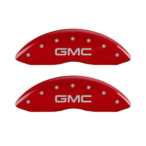 MGP Caliper Covers Red 34015SGMCRD for GMC - Engraved Front & Rear44; Set of 4