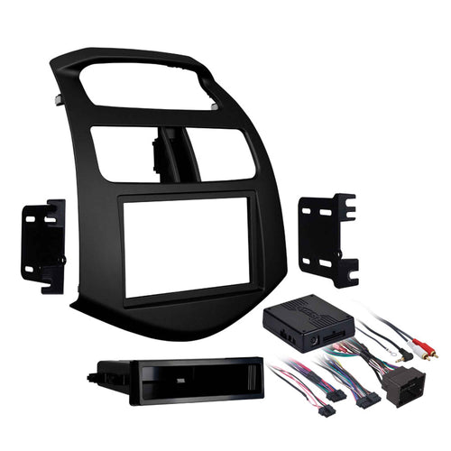 Metra 99-3309B Dash Kit for Single/Double DIN Stereo Installation for 2013-2015 Chevy Spark (Black)