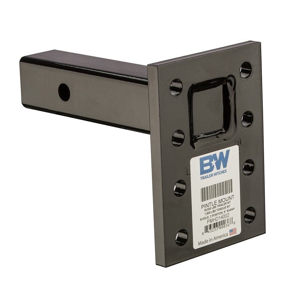 B&W 16K Pintle Mount Trailer Hitches, 2” x 15" Shank, 14-Hole 6-Position - PMHD14005