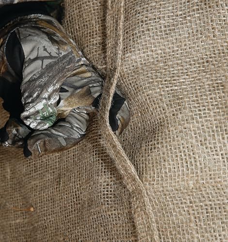 Bale Blind Muddy | 82" W x 64" L x 73" H Durable Outdoor Hunting Ground Blind Covered with Black-Backed Water-Resistant Denier Fabric + Burlap | 11 Windows with Adjustable Bungees