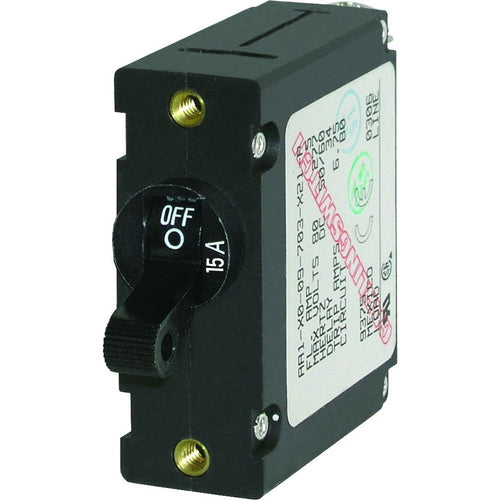 A-Series Blue Sea Systems Black Toggle Circuit Breaker - Single Pole 15A