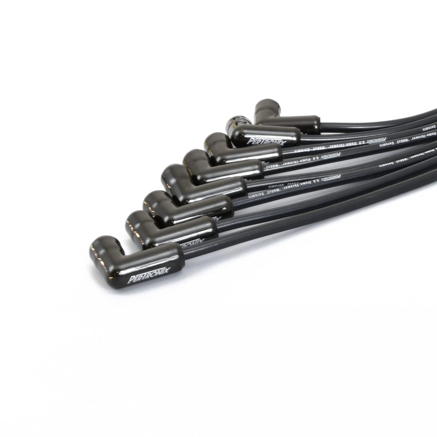 Flame-Thrower 8MM Black Spark Plug Wires PerTronix Universal Fit 8 Cylinders with 90° Black Ceramic Boot