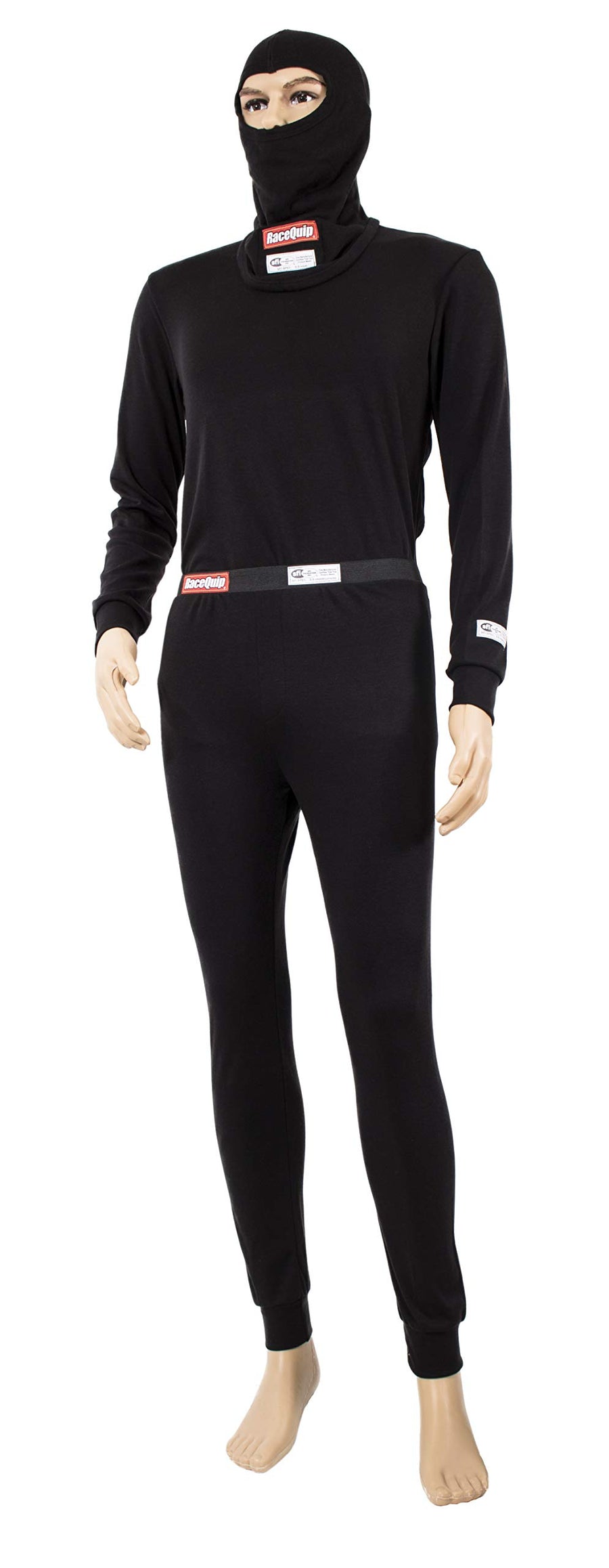 Underwear RaceQuip Head Sock Balaclava SFI 3.3 Fire Retardant FR Two Layer Hood Black Large 433992