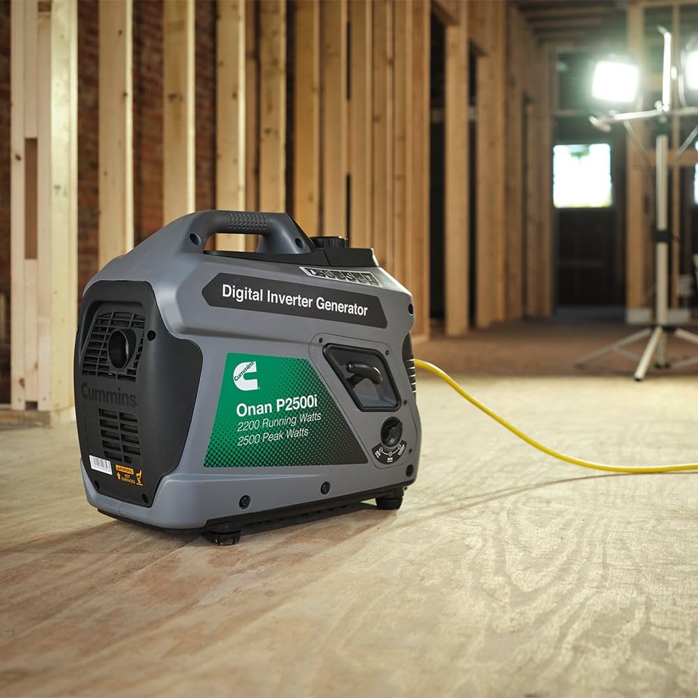 Cummins Onan P2500i Generator Inverter, 2500 Peak/2200 Running Watts, Ultra-Quiet 52 dBA, Portable Gas Powered, Parallel Ready, 10hr Runtime, Lightweight 48 lbs, RV & Camping, CARB/EPA Compliant