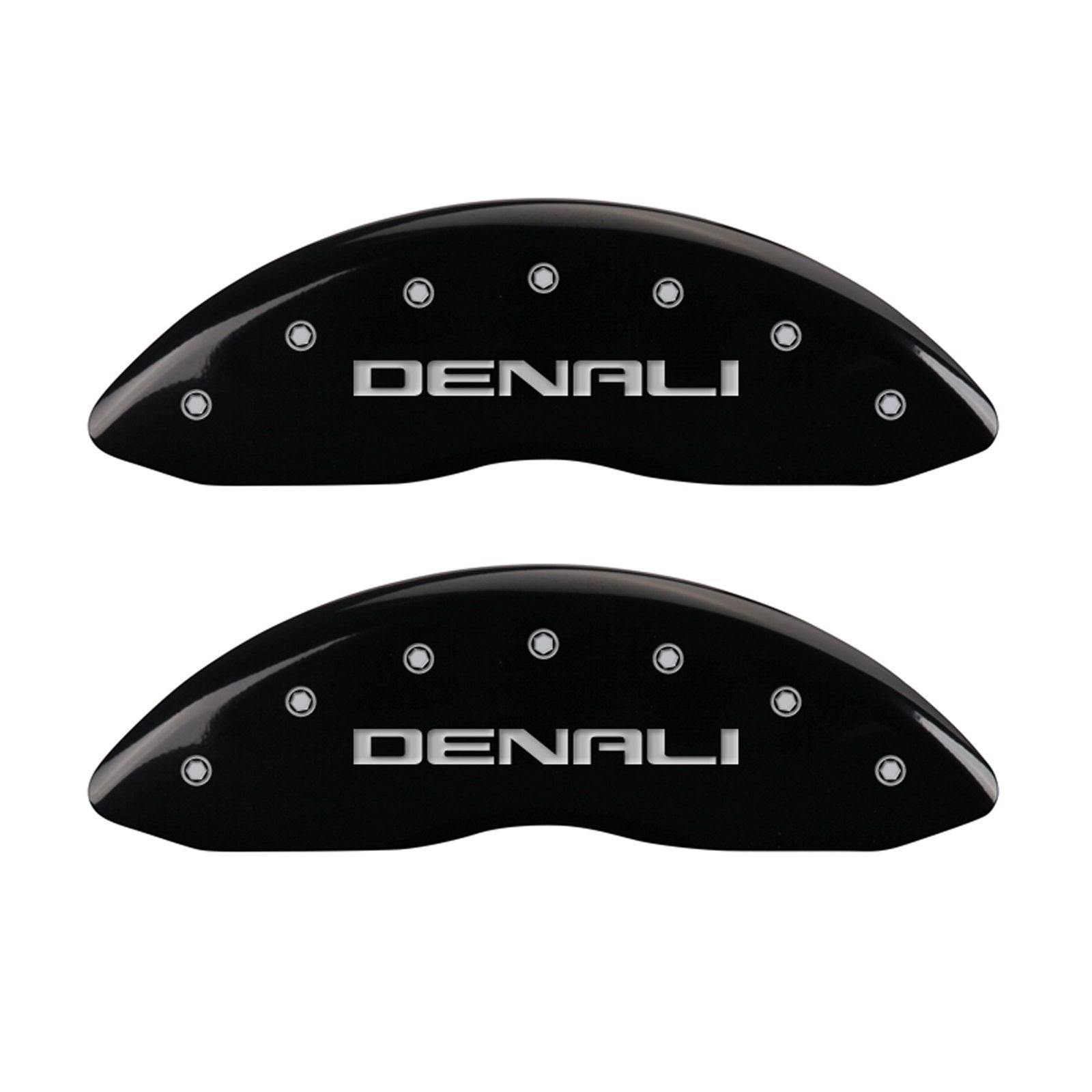 DENALI MGP Caliper Covers 34009SDNLBK Engraved Caliper Cover with Black Powder Coat Finish and Silver Characters, (Set of 4)