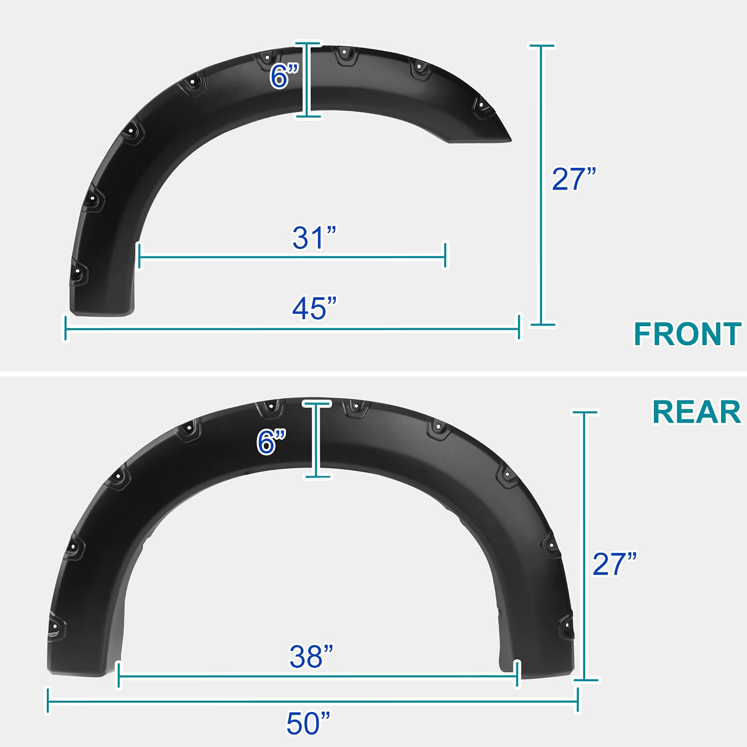 Spec-D Tuning Black Fender Flare Wheel Cover 4PC Front + Rear Compatible with 1999-2007 Ford F250 F350 F450 Super Duty