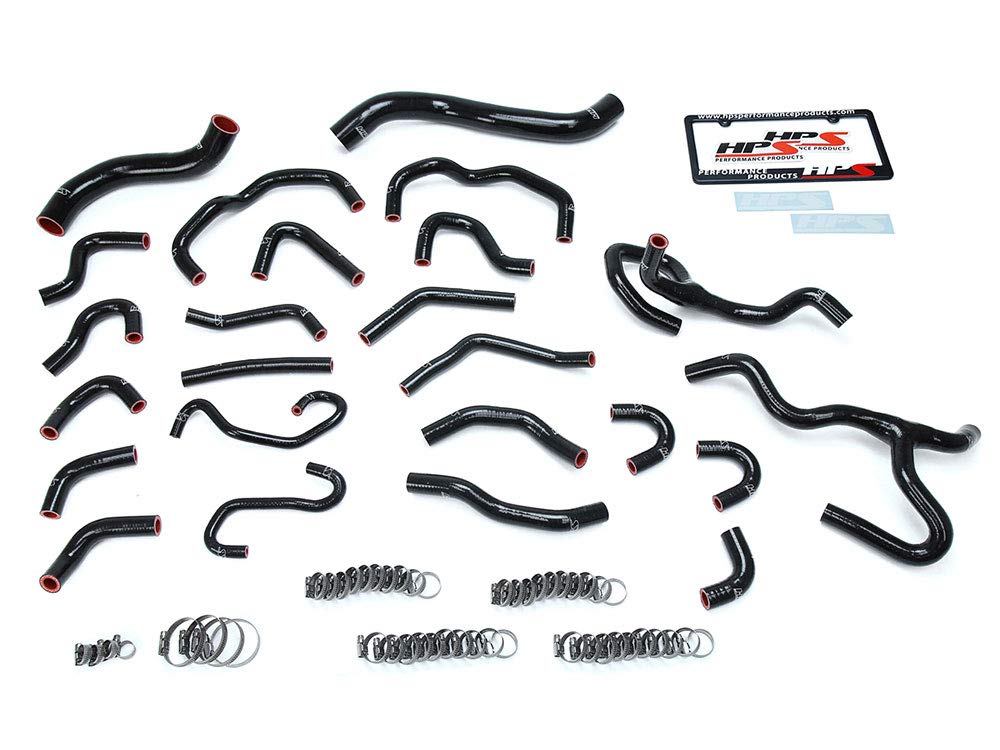 Black HPS 57-1670-BLK Silicone Radiator + Heater Hose Kit Coolant