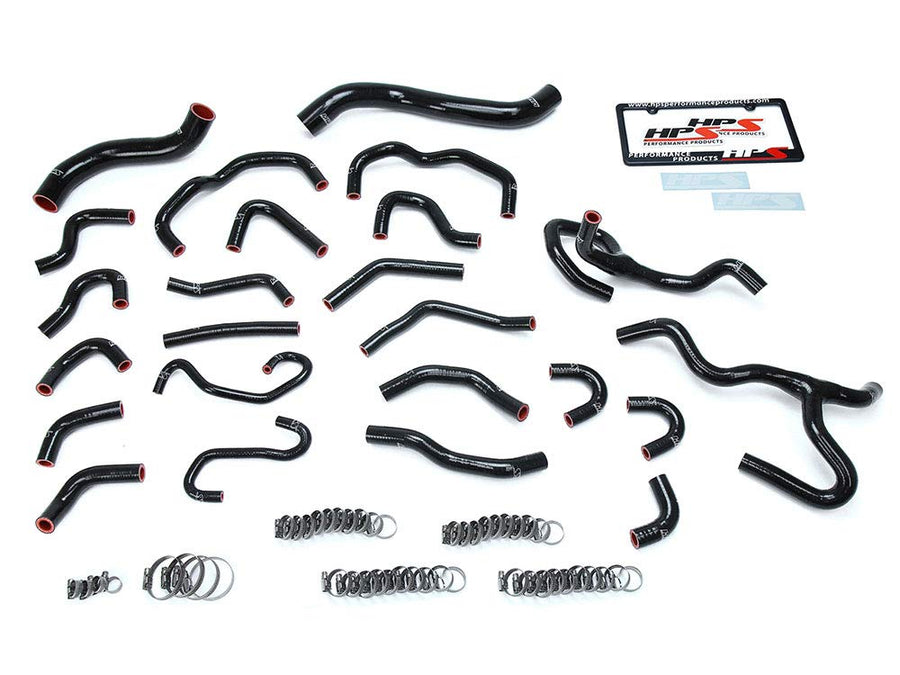 Black HPS 57-1670-BLK Silicone Radiator + Heater Hose Kit Coolant