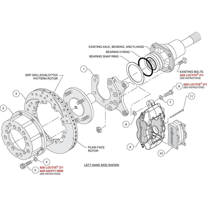 P/S FDLI Rear Kit, Drilled, Red