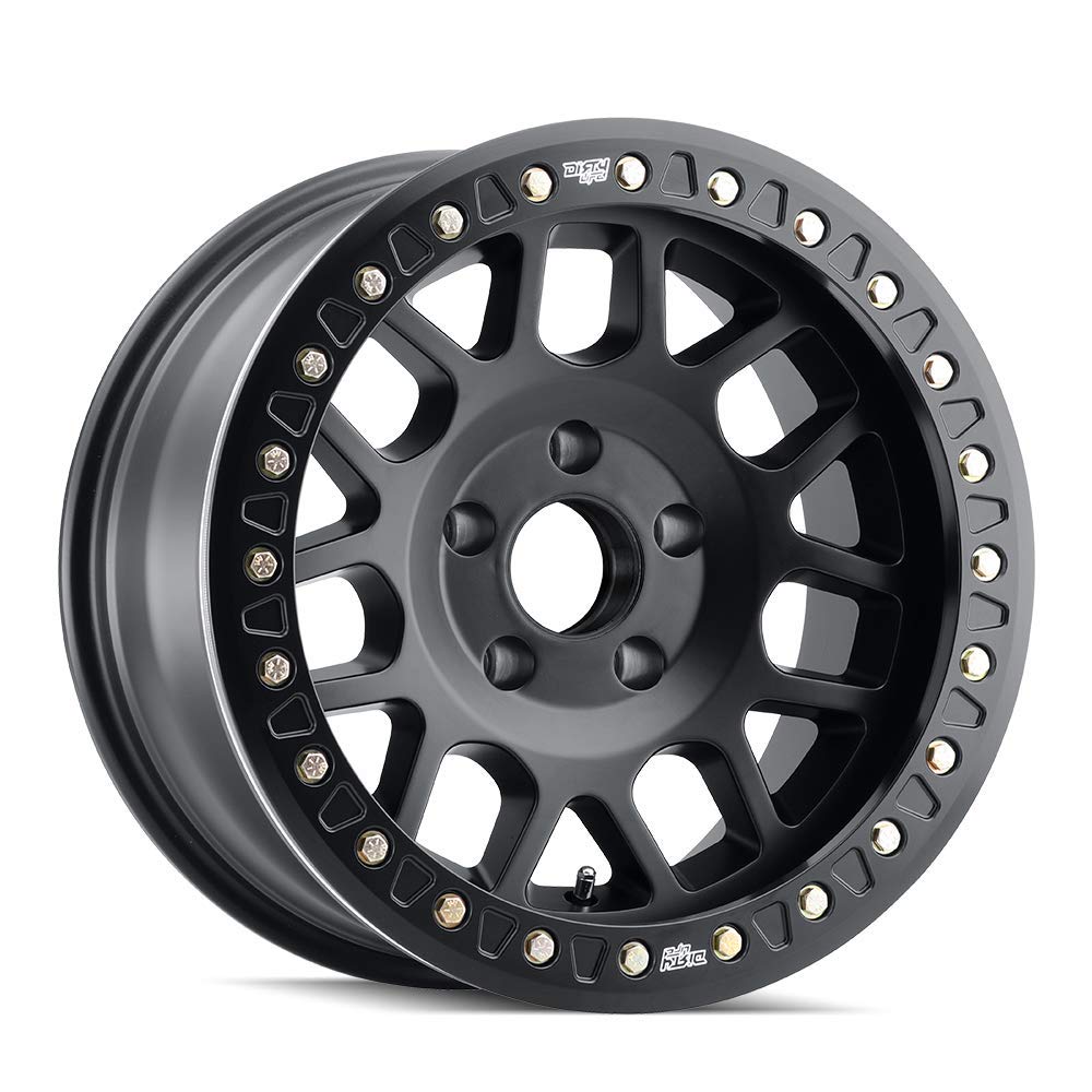 MESA RACE Dirty Life Matte Black Wheel with Alloy Steel (17 x 9. inches /5 x 71 mm, -12 mm Offset)