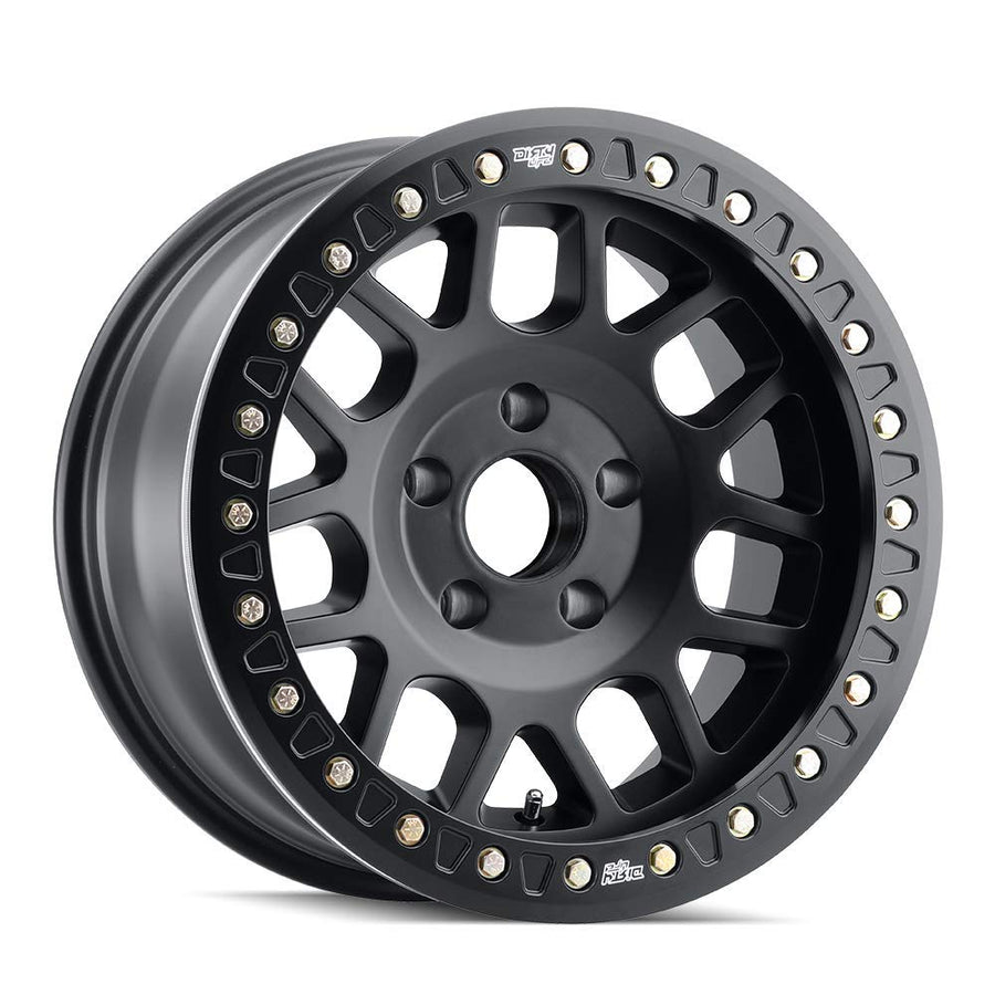 MESA RACE Dirty Life Matte Black Wheel with Alloy Steel (17 x 9. inches /5 x 71 mm, -12 mm Offset)