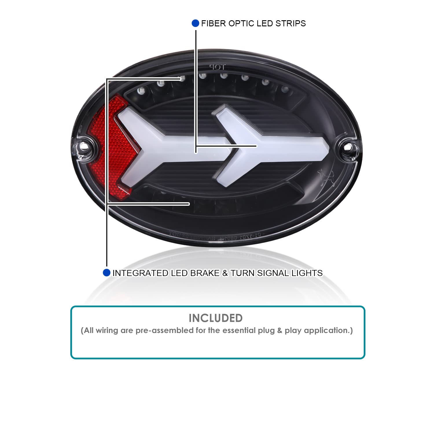 Black Tail Lights w/LED Tube Bar SPEC-D TUNING Compatible with 1997-2004 Chevy Corvette C5