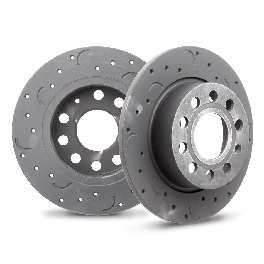 Talon Cross-Drilled and Slotted Solid Rotor, Hawk Performance Brakes, 9.96 in. Diameter, 2.02 in. Height