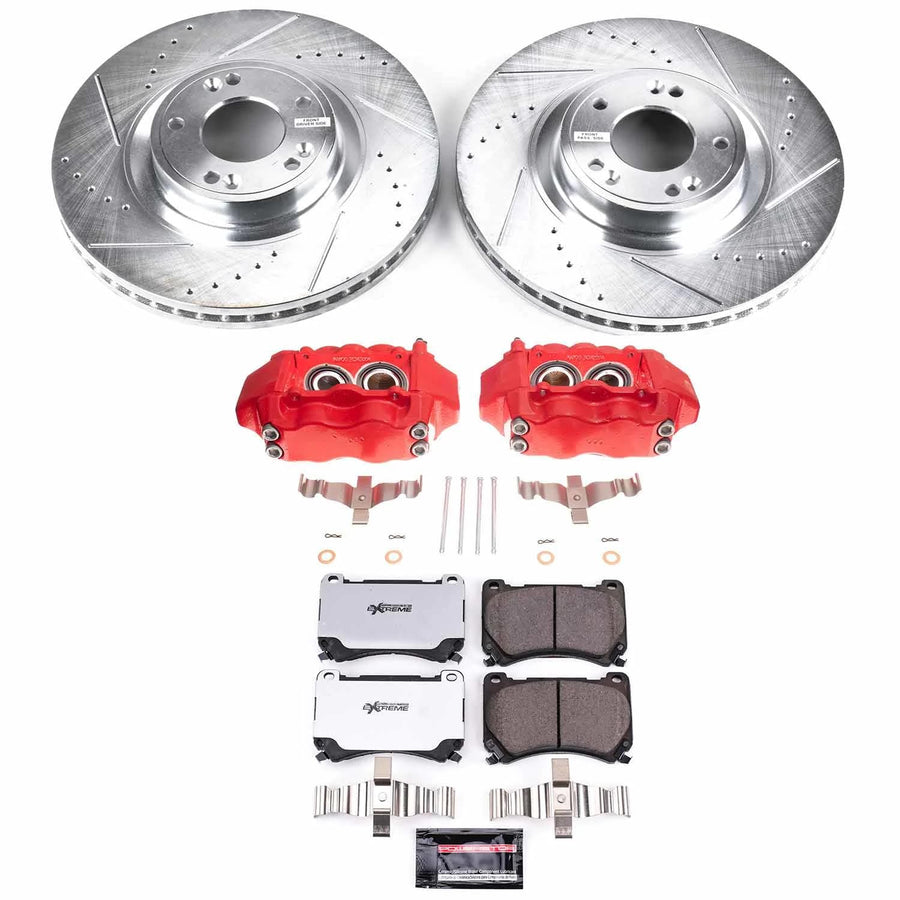 Power Stop Z26 KC5843-26 Front Caliper Kit-Drilled/Slotted Rotors, Carbon Ceramic Brake Pads, Calipers For Hyundai Genesis 2009-2014 [Model Specific]