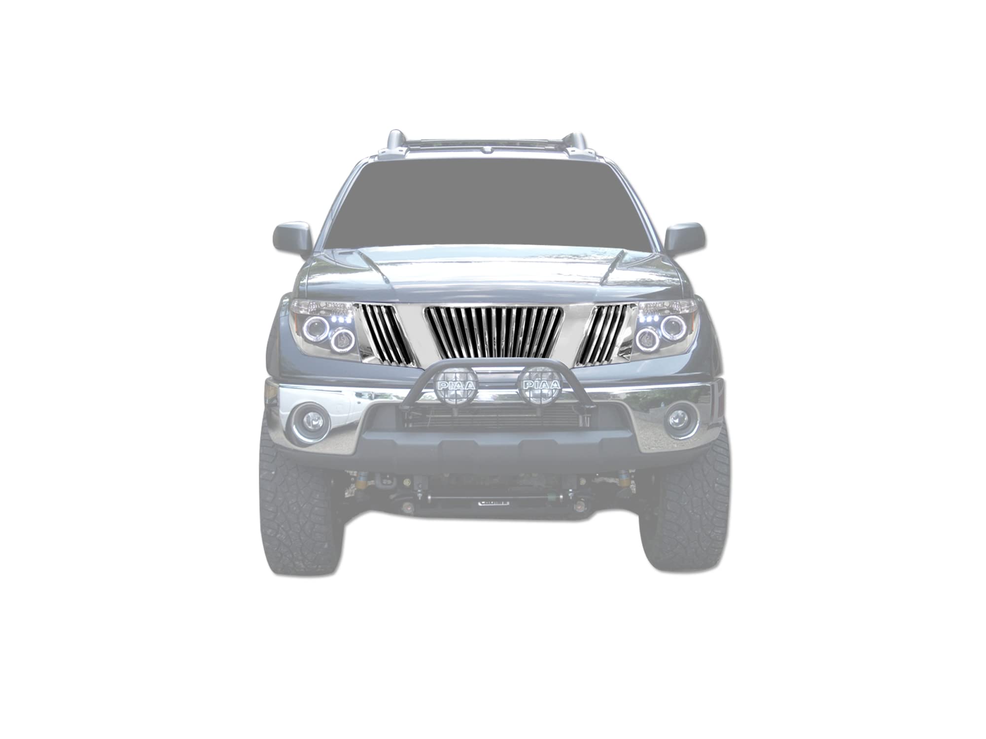 Vertical Front Hood Grille Armordillo USA 7149908 - Chrome Fits 2005-2008 Nissan Frontier