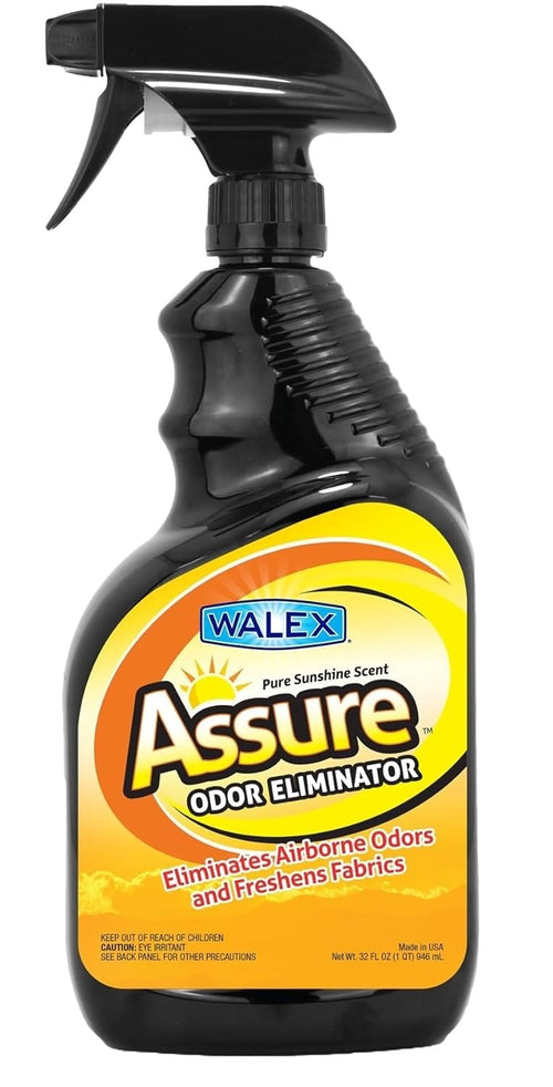 Walex RV Assure Odor Eliminator Air Freshener Spray - Neutralizes Airborne Odors & Freshens Fabrics, Instant Odor Elimination with Natural Essential Oils, Pet Safe, Long Lasting; Pure Sunshine, 32 oz