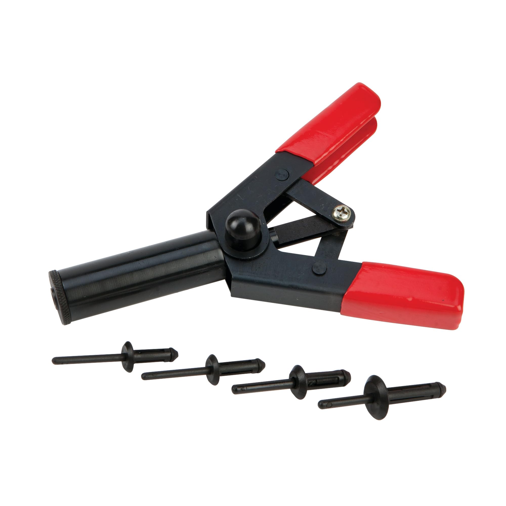 One-Handed Performance Tool W2005 Poly Rivet Gun Kit with Long Stem Riveter, Black and Red (41pc)