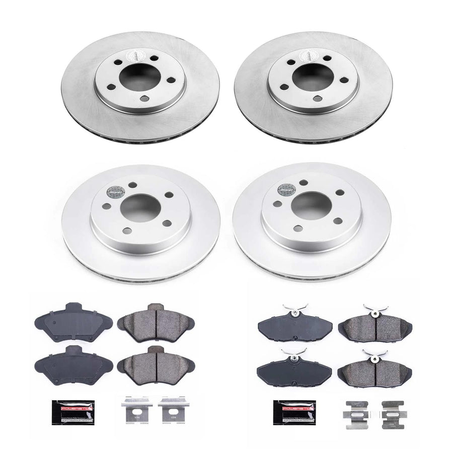Power Stop Front and Rear CRK1326 Coated Brake Rotors and Z17 Ceramic Brake Pads Kit For Ford Thunderbird 1993-1997, Mercury Cougar 1993-1997 [Model Specific]