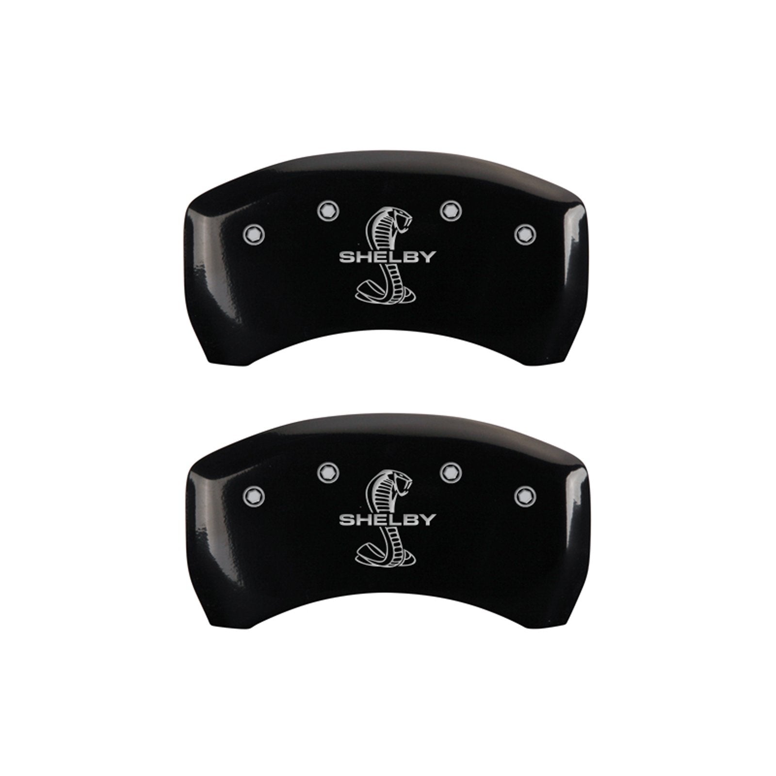 Black Brake Covers MGP Caliper Covers Engraved with Silver Shelby/Tiffany Snake (Set of 2) 10203RSBYBK