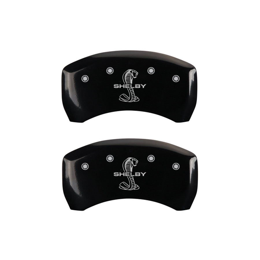 Black Brake Covers MGP Caliper Covers Engraved with Silver Shelby/Tiffany Snake (Set of 2) 10203RSBYBK