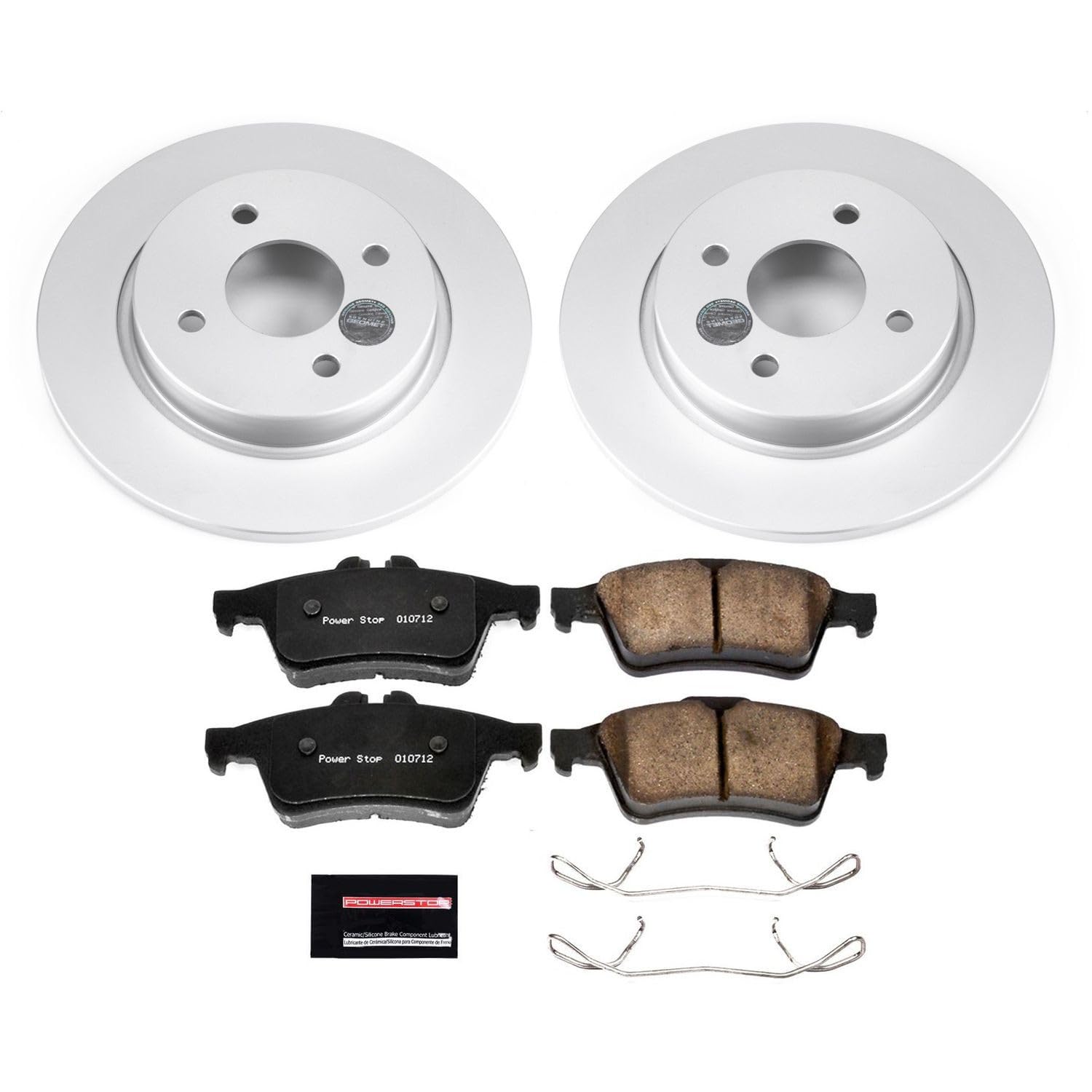 Power Stop Coated Rotor CRK7898 Rear Brake Kit- Coated Brake Rotors and Z17 Ceramic Brake Pads For Ford EcoSport 2018-2022 [Model Specific]