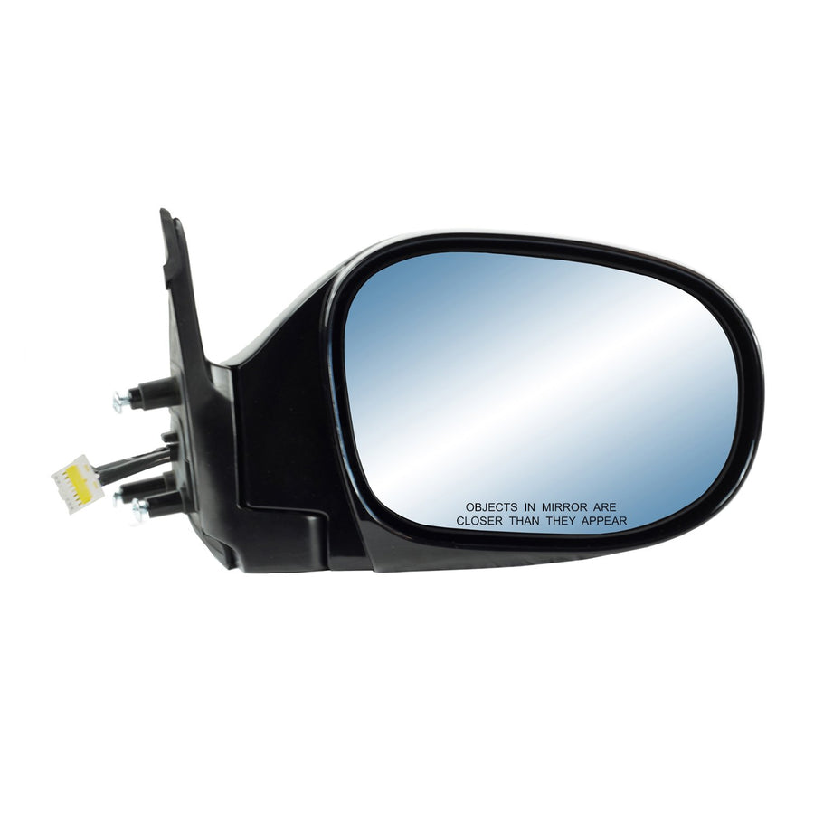 Fit System Mirror Passenger Side for Infiniti QX4, Black, PTM Cover, Blue Lens, Foldaway, Heated Power
